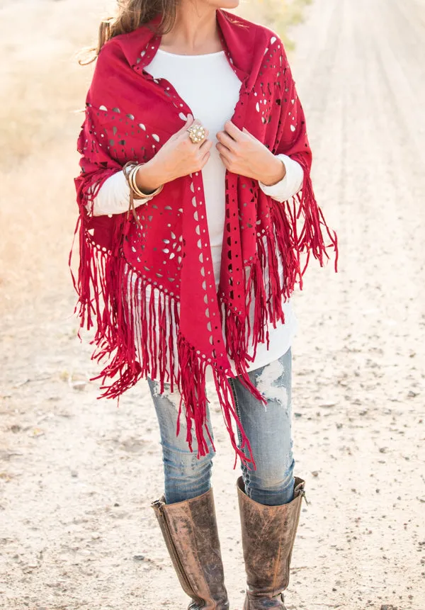 Suede Fringe Poncho | 6 Colors