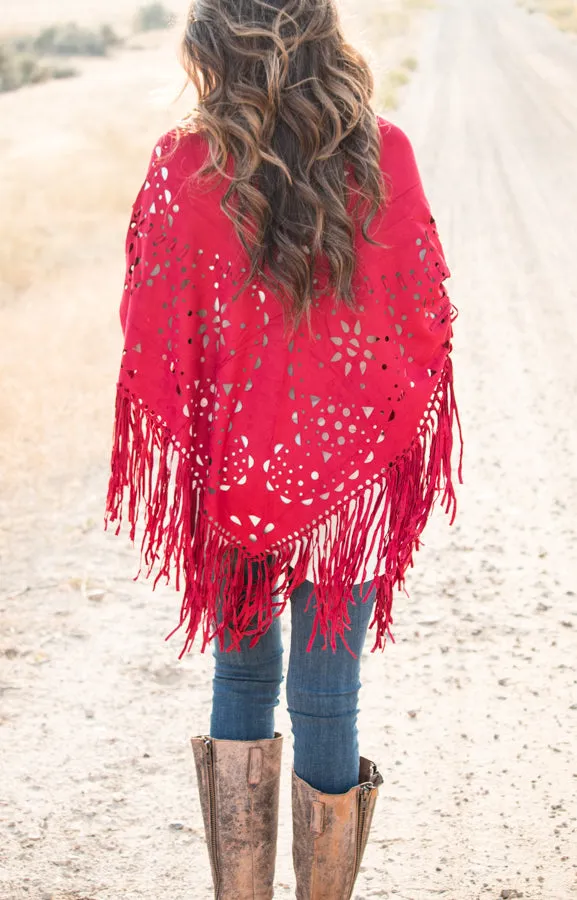 Suede Fringe Poncho | 6 Colors