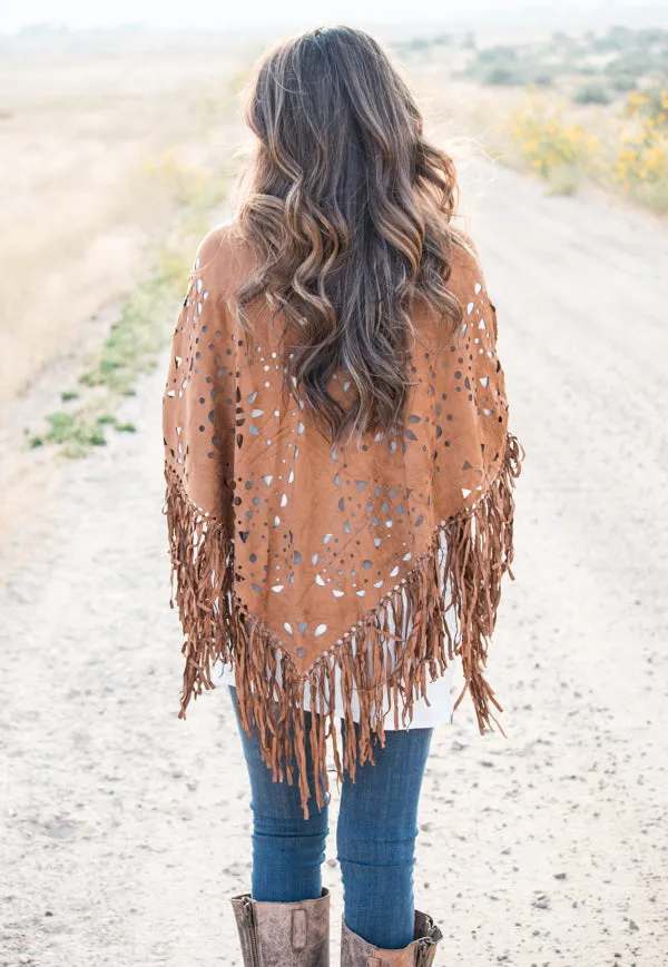 Suede Fringe Poncho | 6 Colors