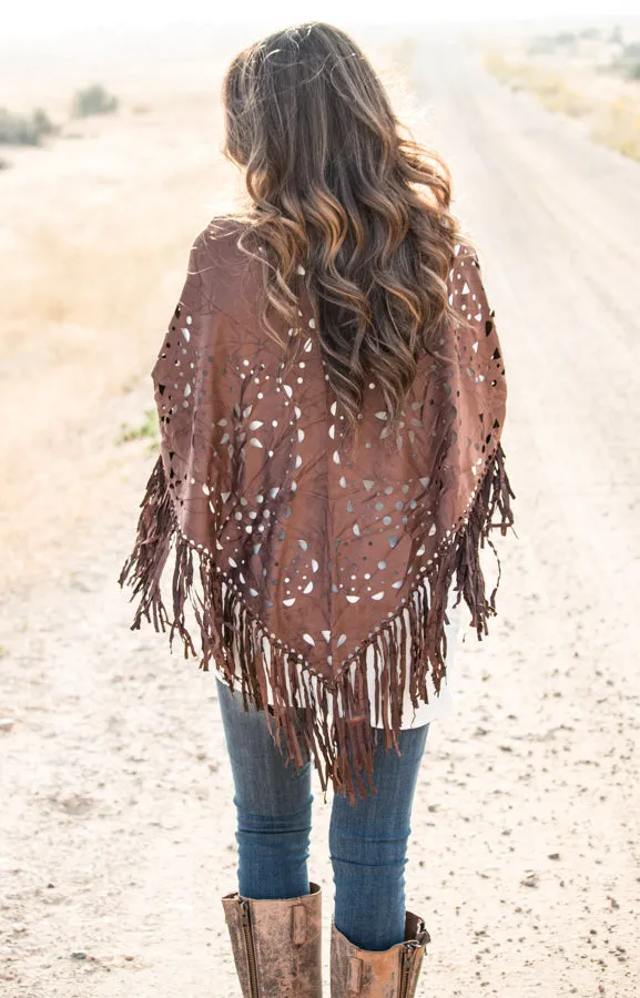 Suede Fringe Poncho | 6 Colors