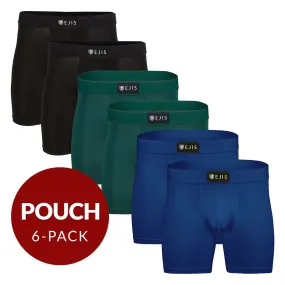 Sweat Proof Men's Boxer Briefs with Pouch - Mix 6-Pack (2x Black, Green, Navy)