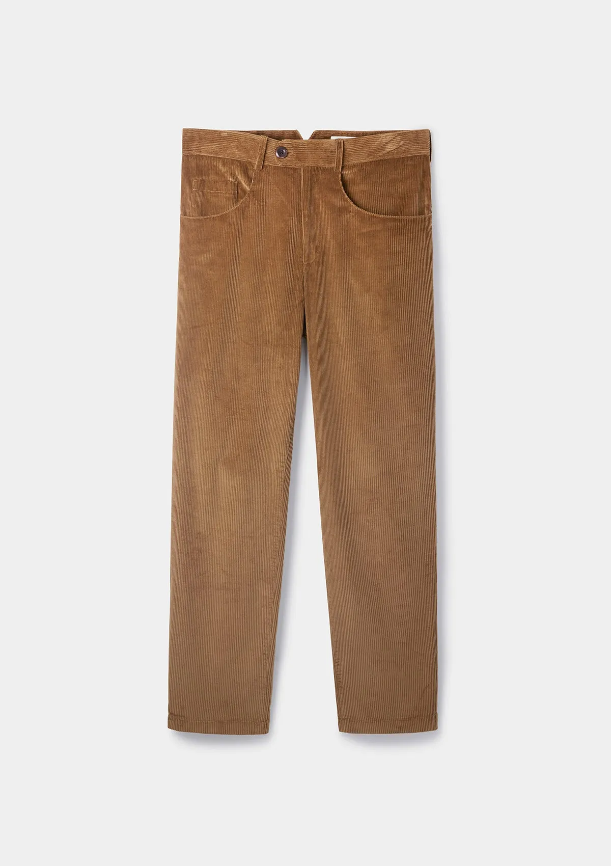 Tan Cotton-Corduroy Casual Trousers