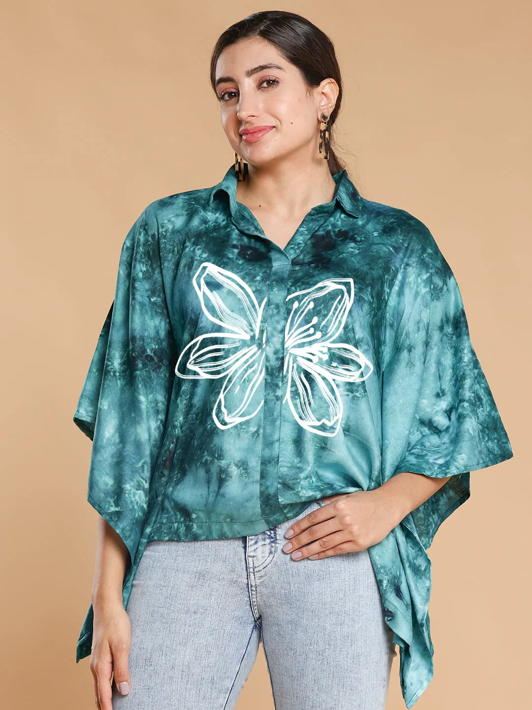 Teal Rayon TieDyeTop- Floracrylic