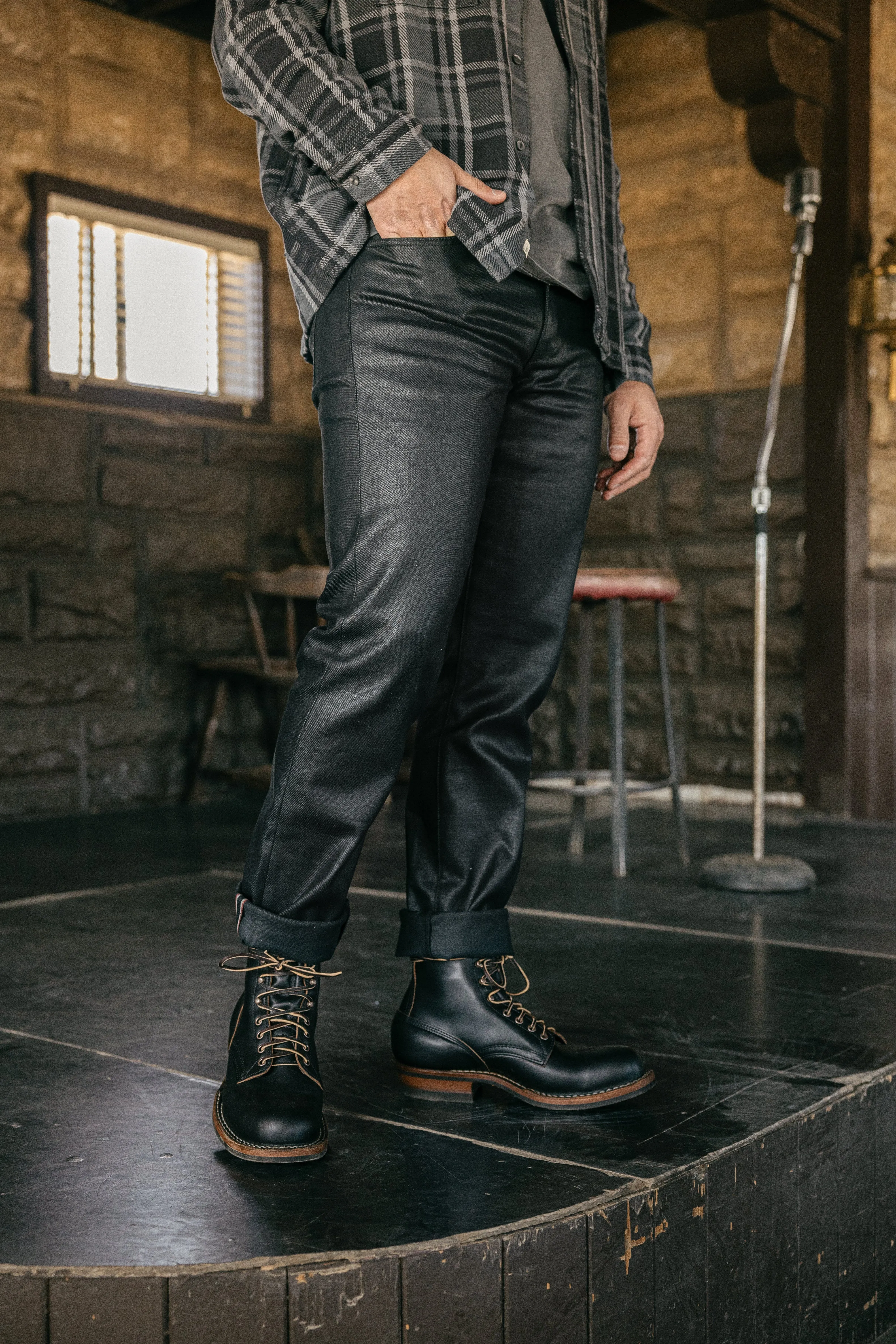 The Pen Slim - Coated Black Raw 14oz Selvedge