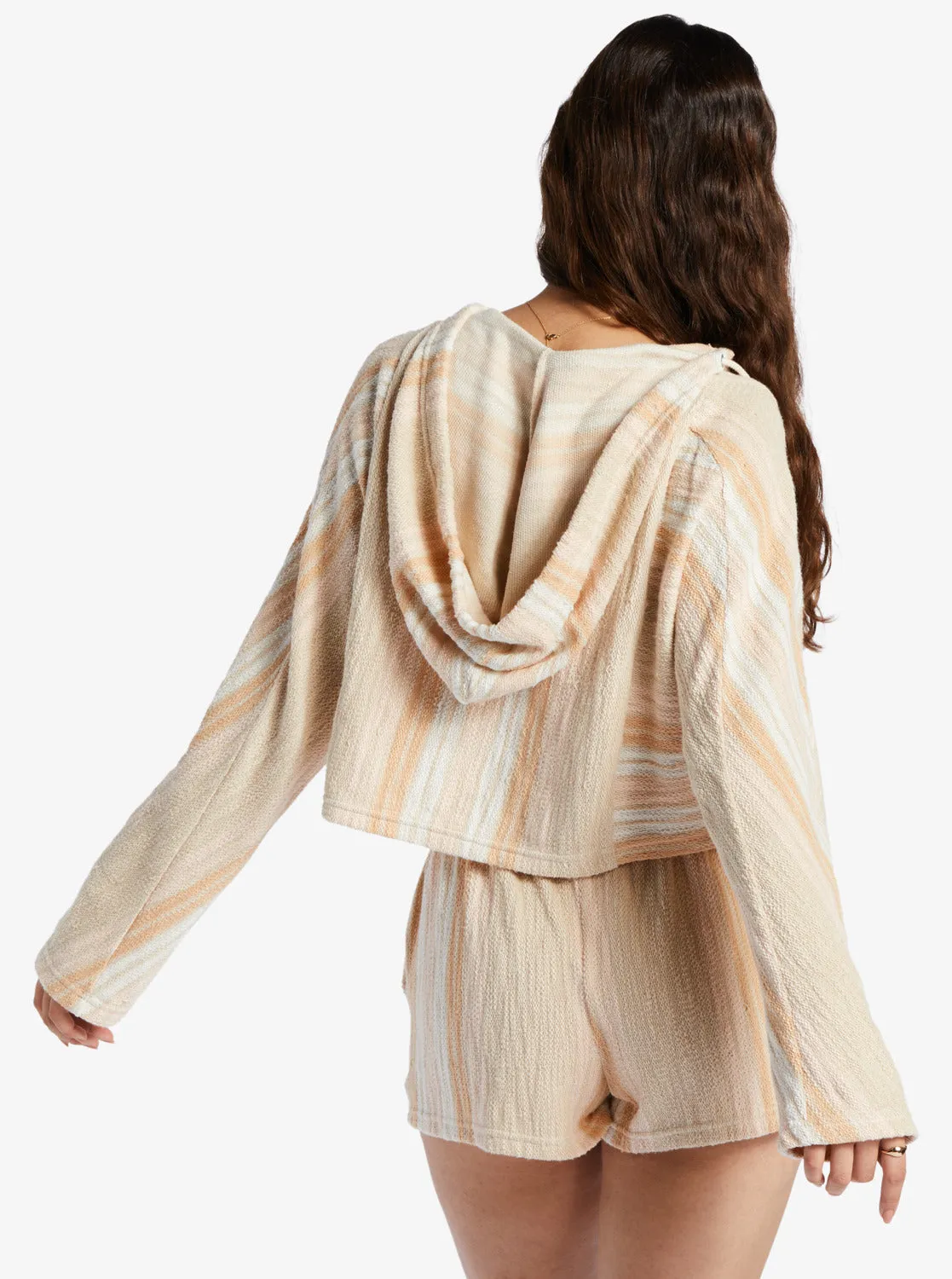 Todos Santos Poncho Style Hoodie - Bonzer Stripe Tapioca