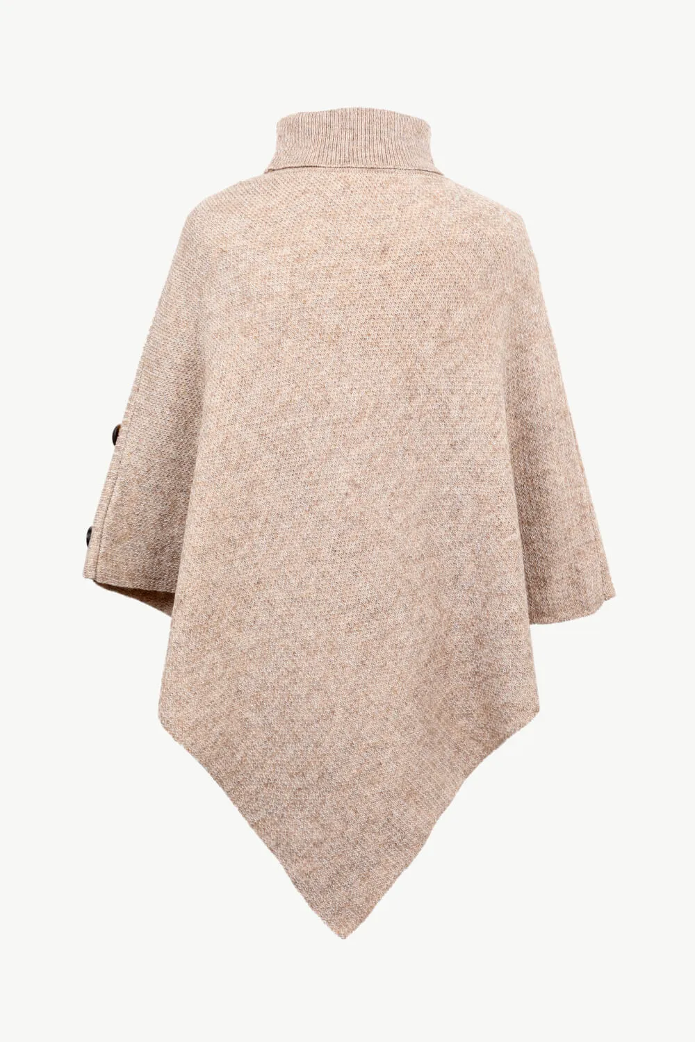 Turtleneck Buttoned Poncho