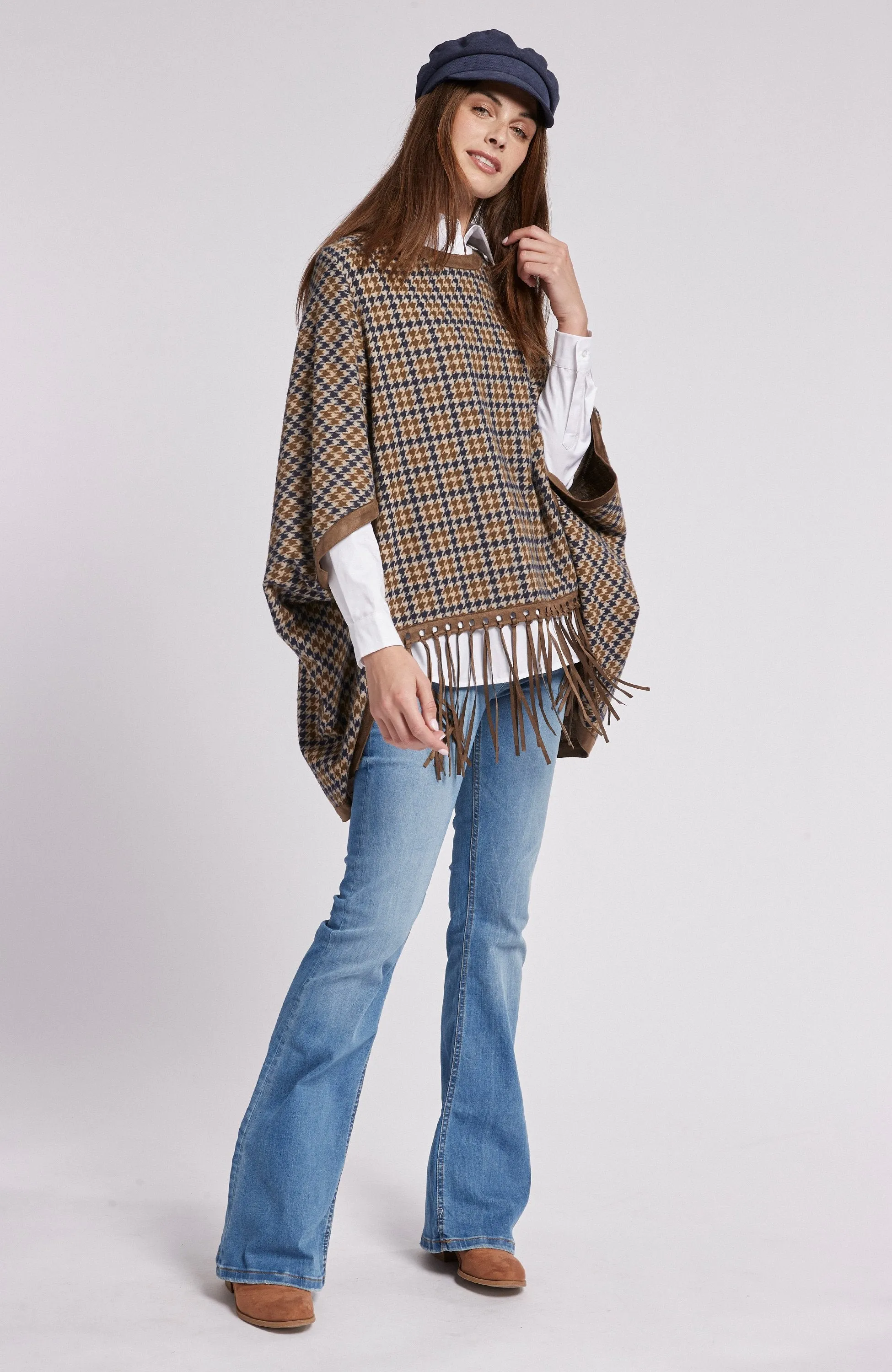 Tyler Boe Fergie Jacquard Poncho Houndstooth