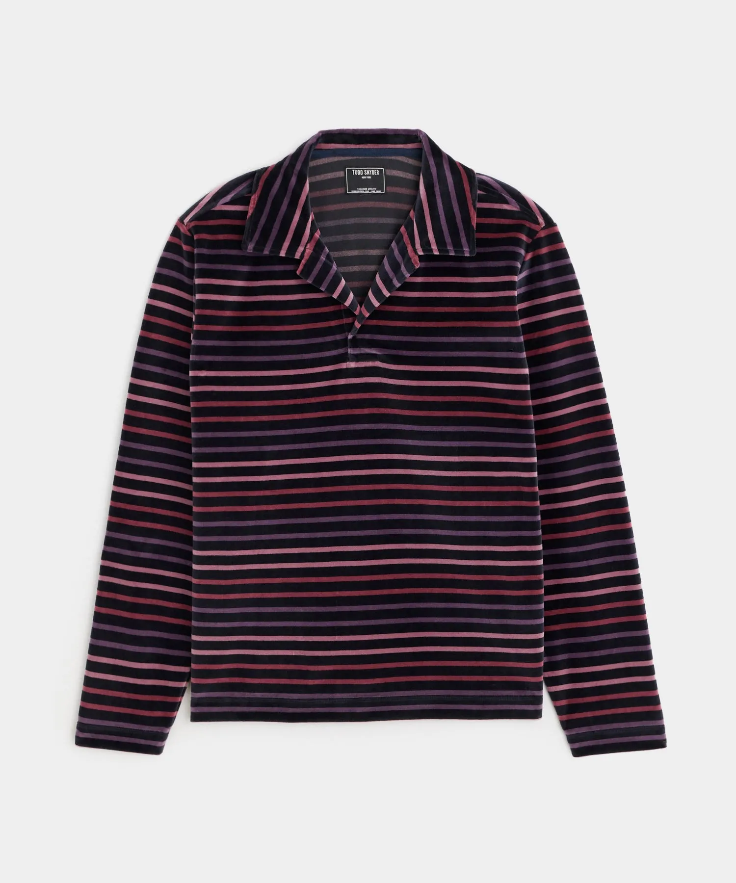 Velour Polo in Autumn Purple Stripe