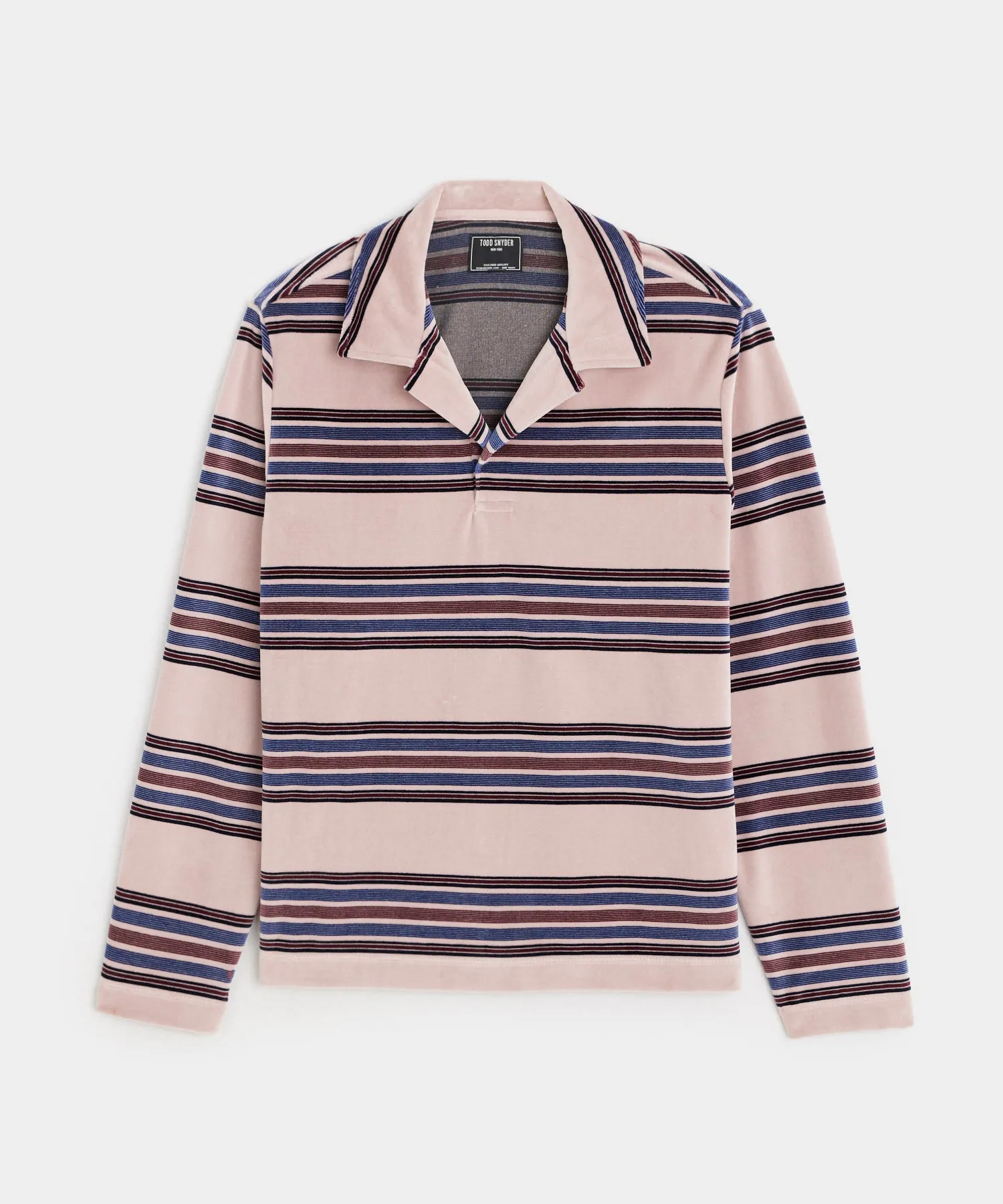 Velour Polo in Shell Pink Stripe