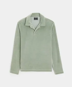 Velour Polo in Soft Sage