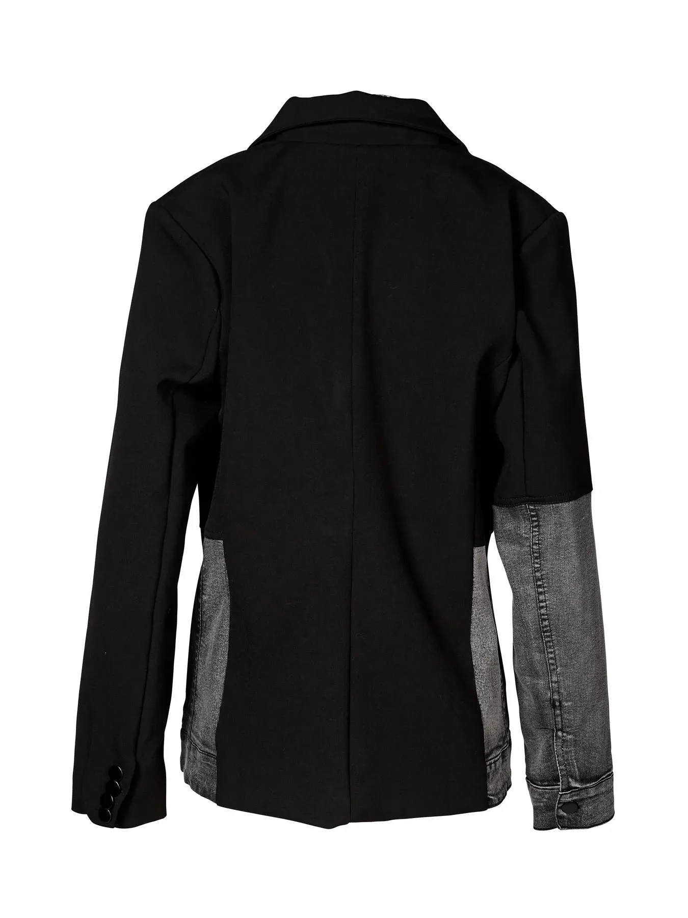 Venia Mixed Fabric Blazer - Black Mix