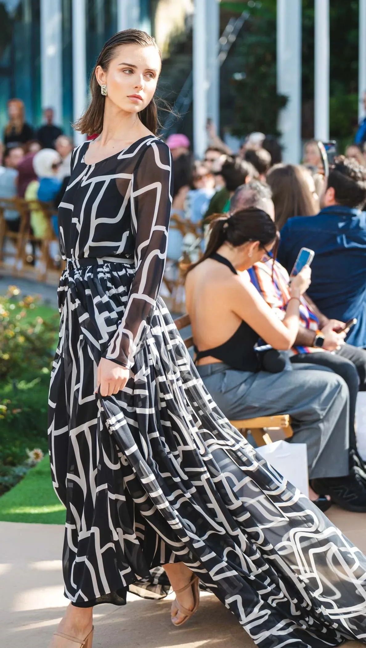 Vento Maxi Dress - Black/Cream