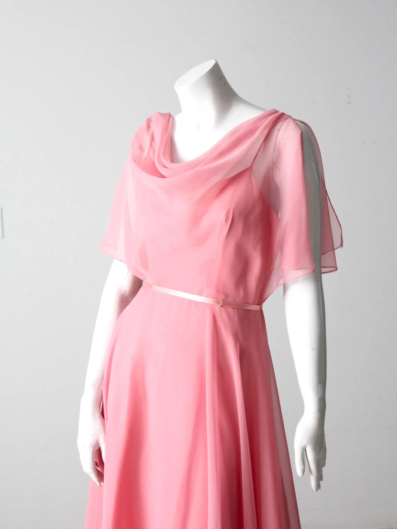 vintage 70s chiffon handkerchief dress