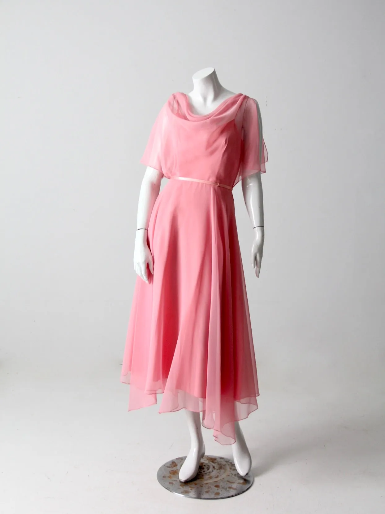 vintage 70s chiffon handkerchief dress