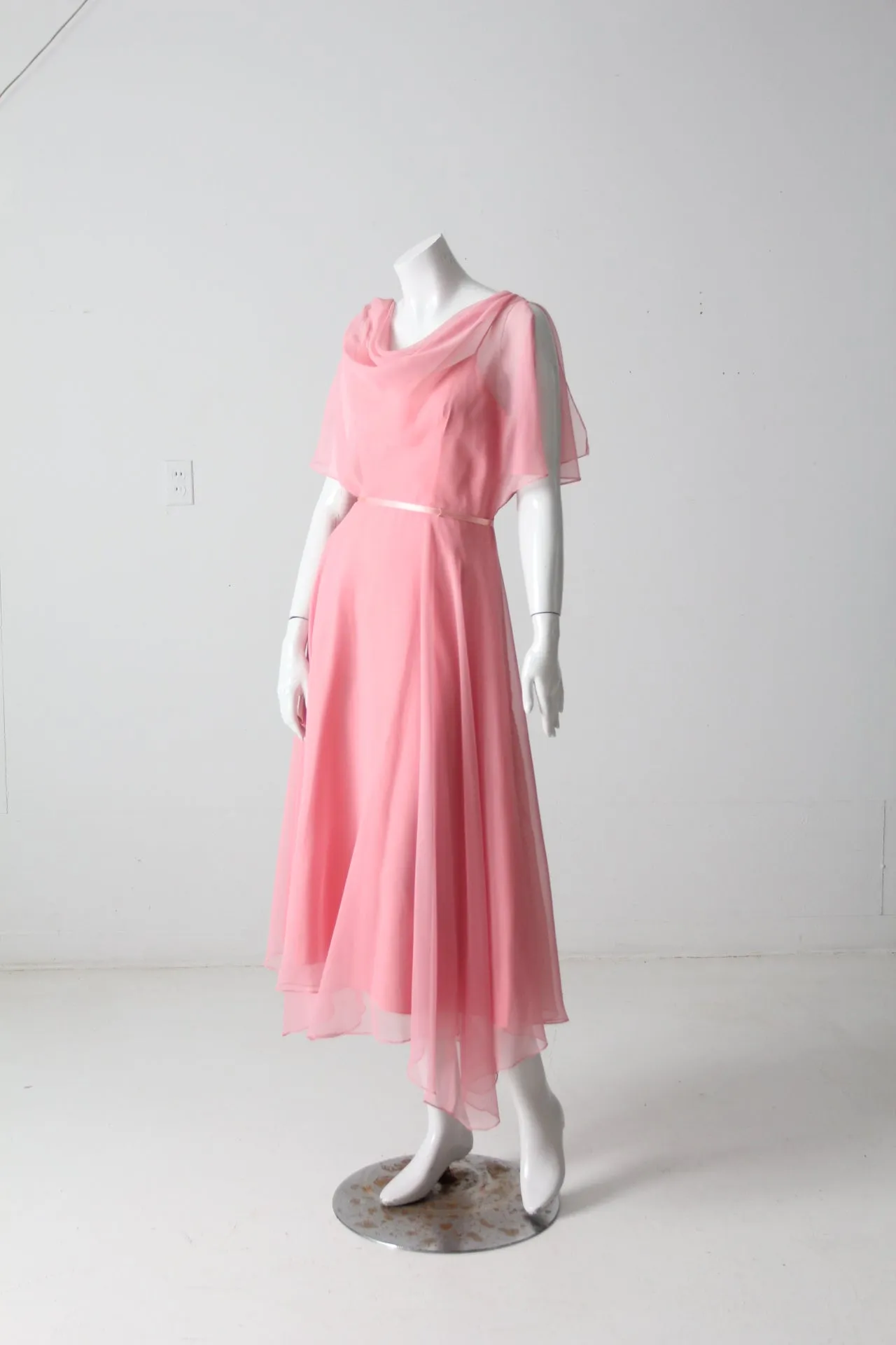 vintage 70s chiffon handkerchief dress