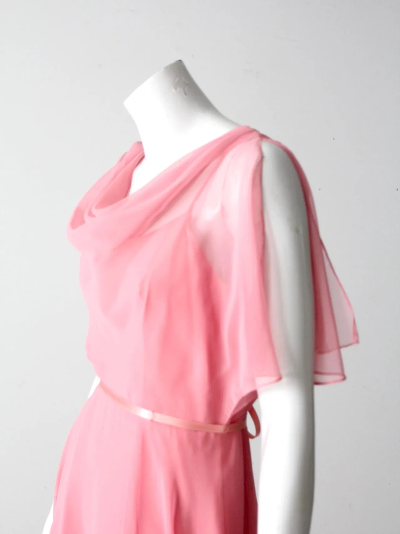 vintage 70s chiffon handkerchief dress