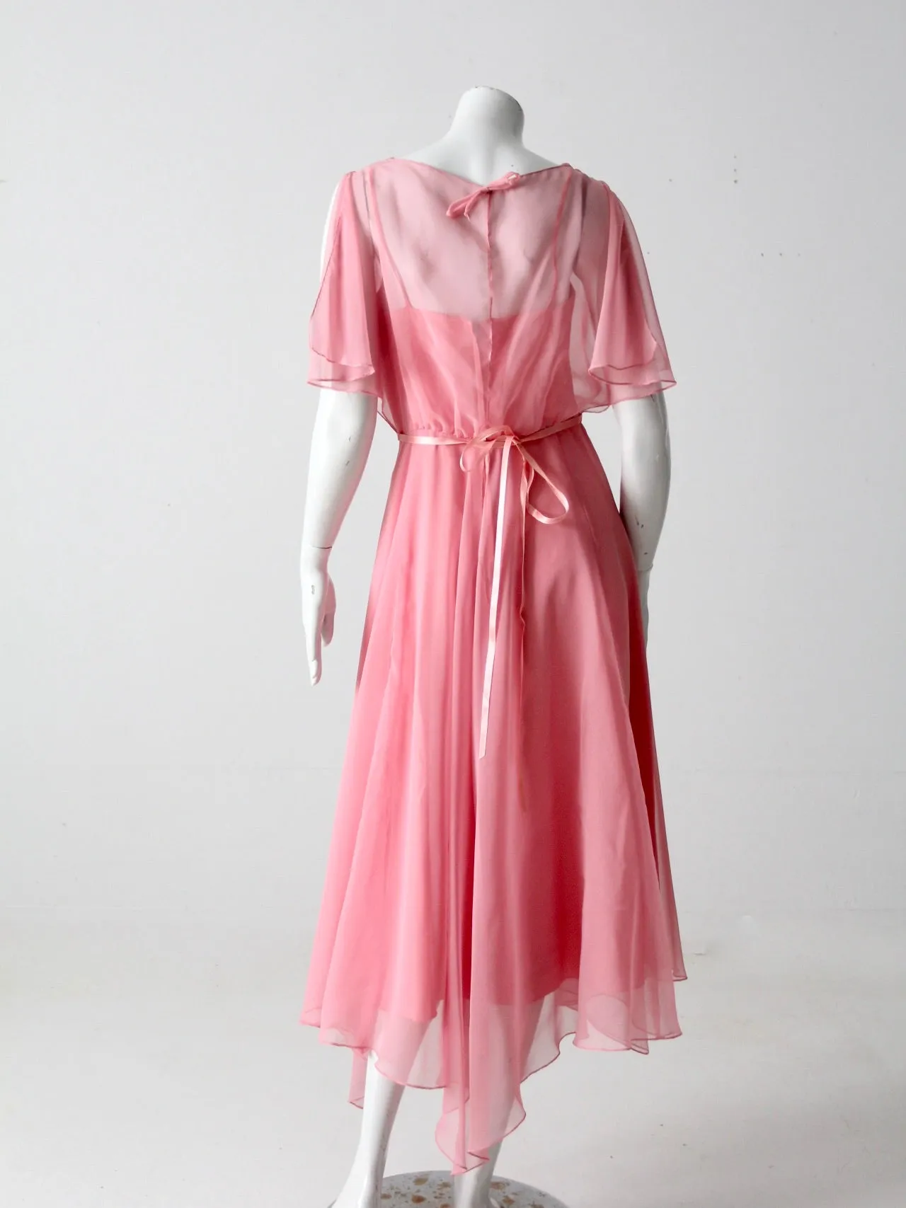 vintage 70s chiffon handkerchief dress