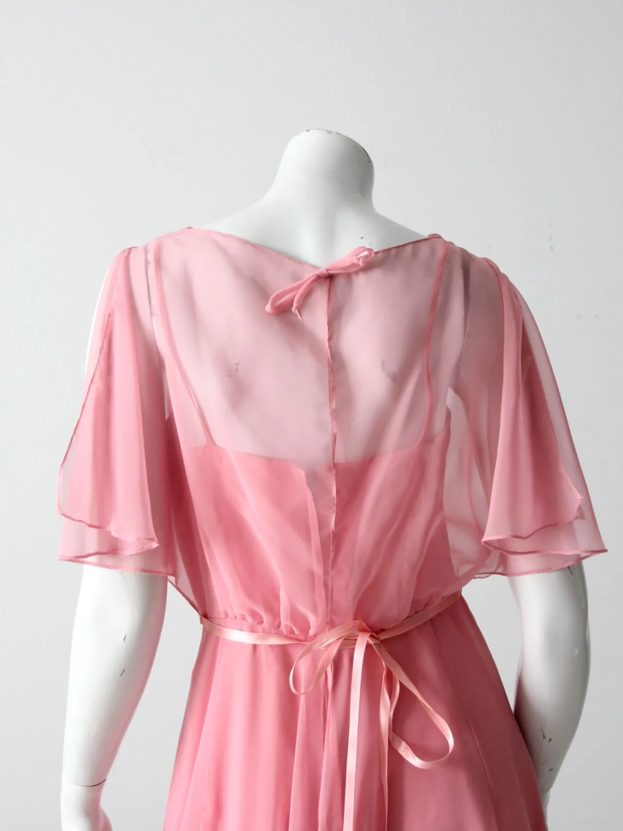 vintage 70s chiffon handkerchief dress