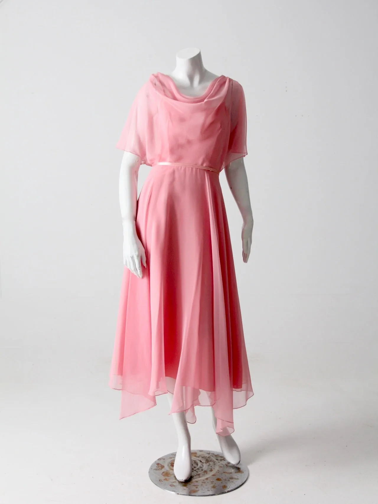 vintage 70s chiffon handkerchief dress