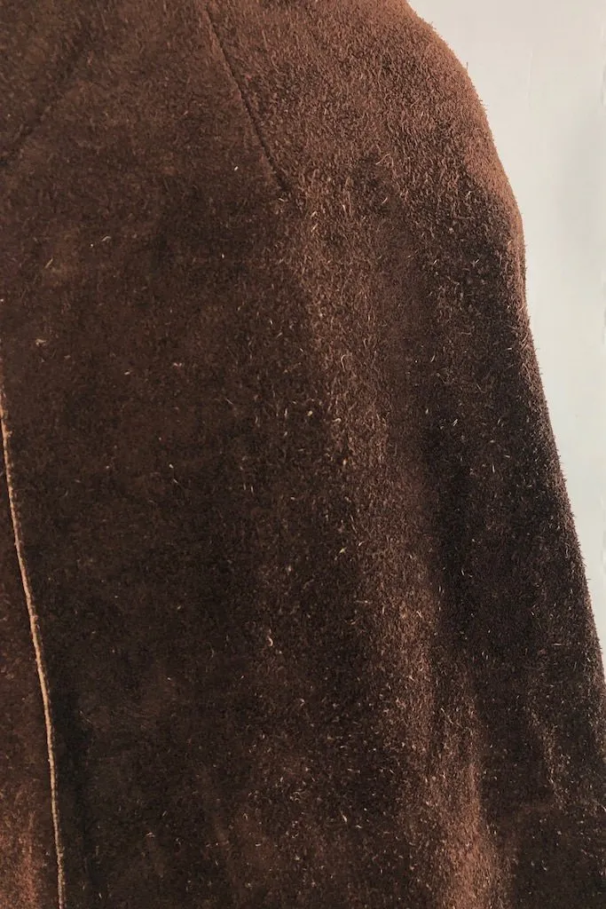 Vintage Suede Leather Cape Poncho Hippie Jacket