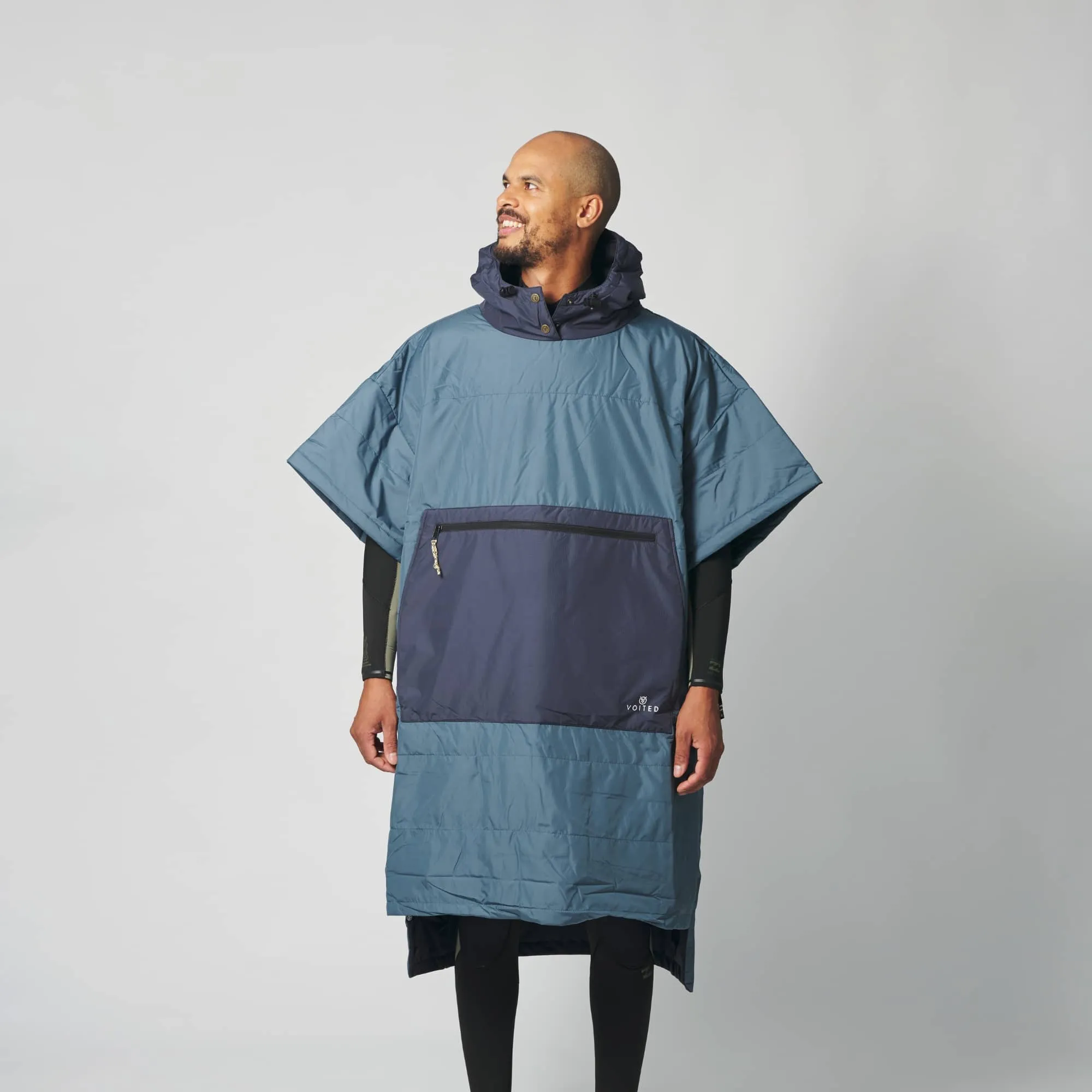 VOITED Original Outdoor Poncho for Surfing, Camping, Vanlife & Wild Swimming - Marsh Grey / Graphite