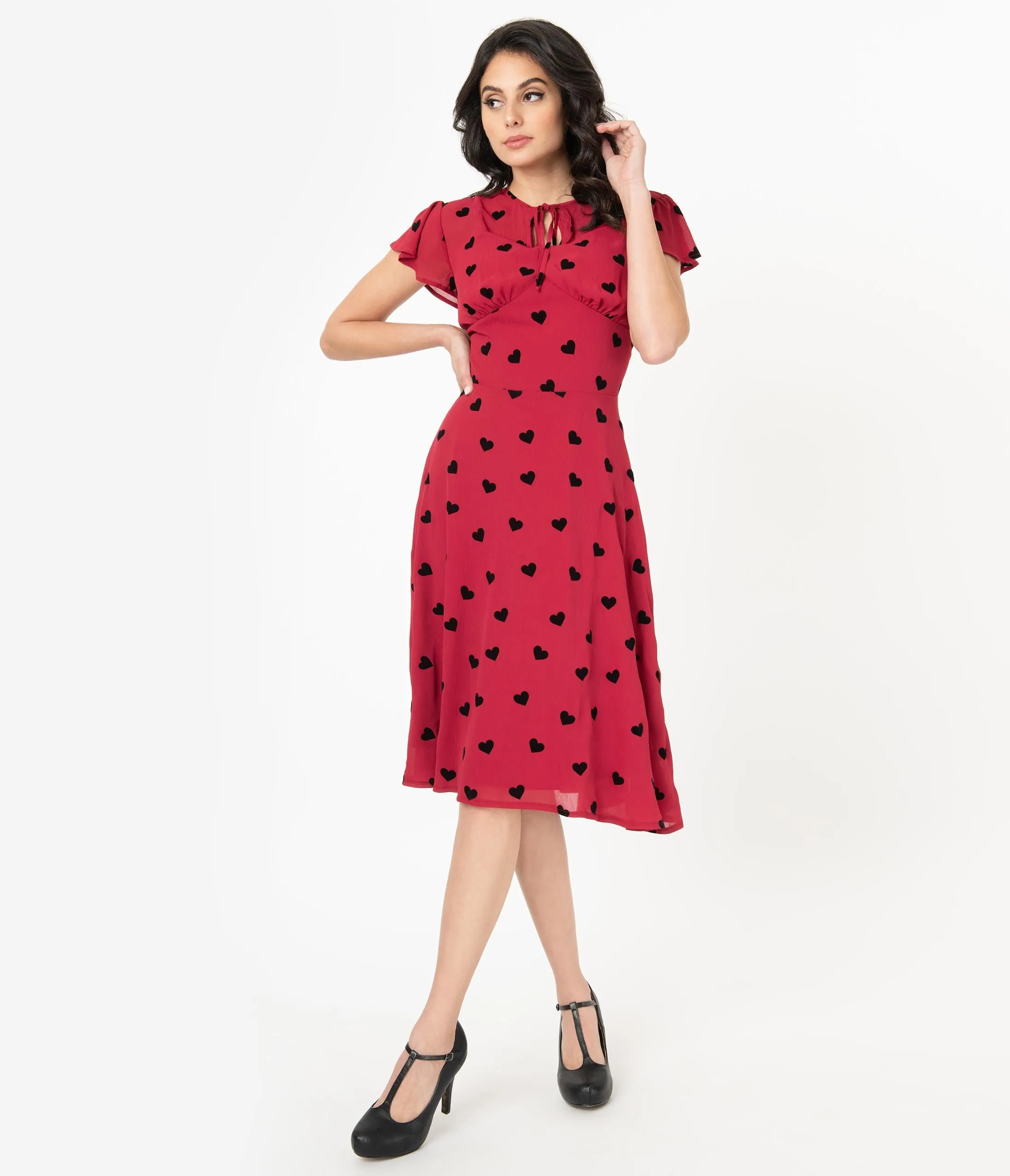 Voodoo Vixen Fuchsia & Black Hearts Peppa Tea Dress