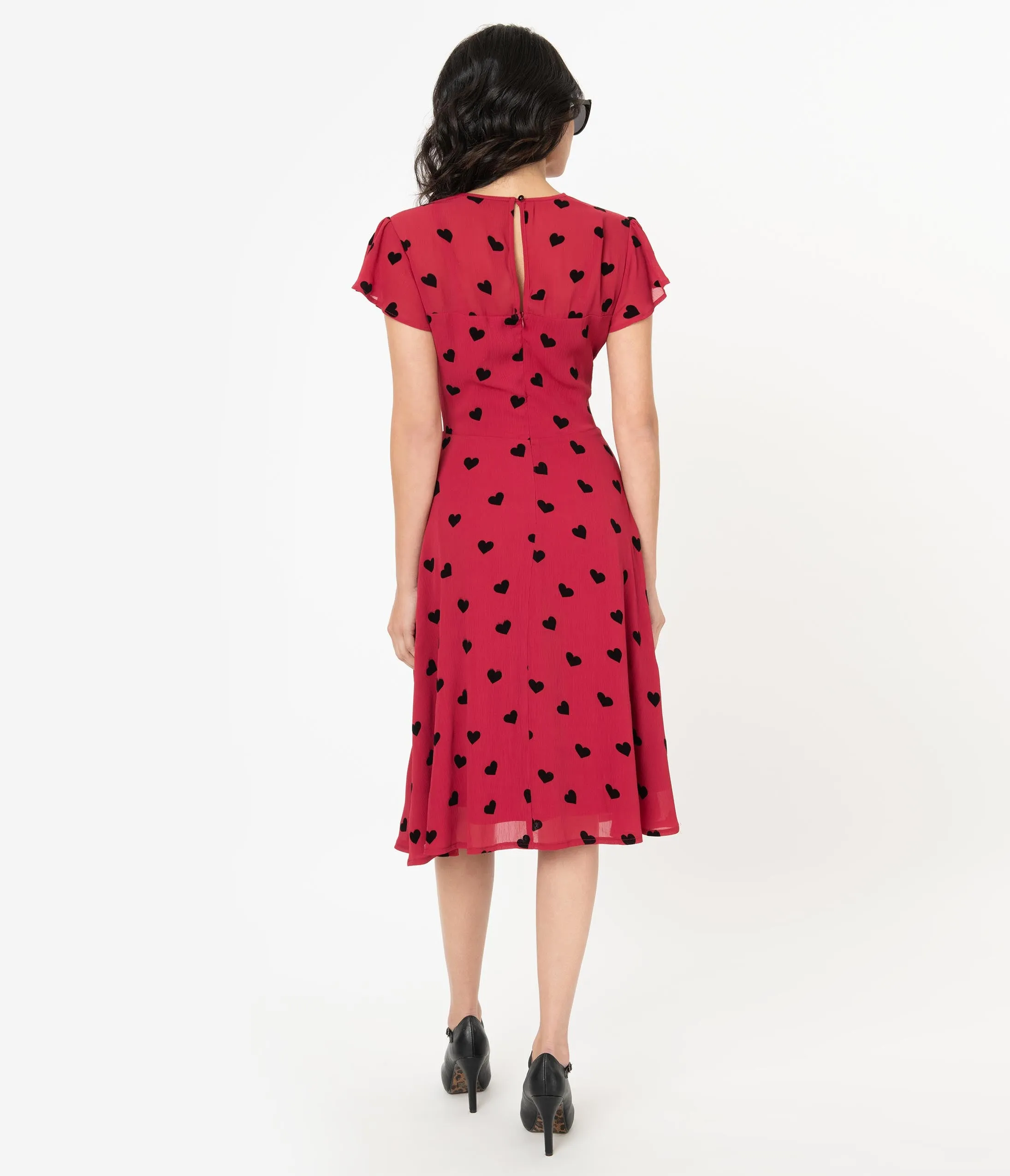 Voodoo Vixen Fuchsia & Black Hearts Peppa Tea Dress