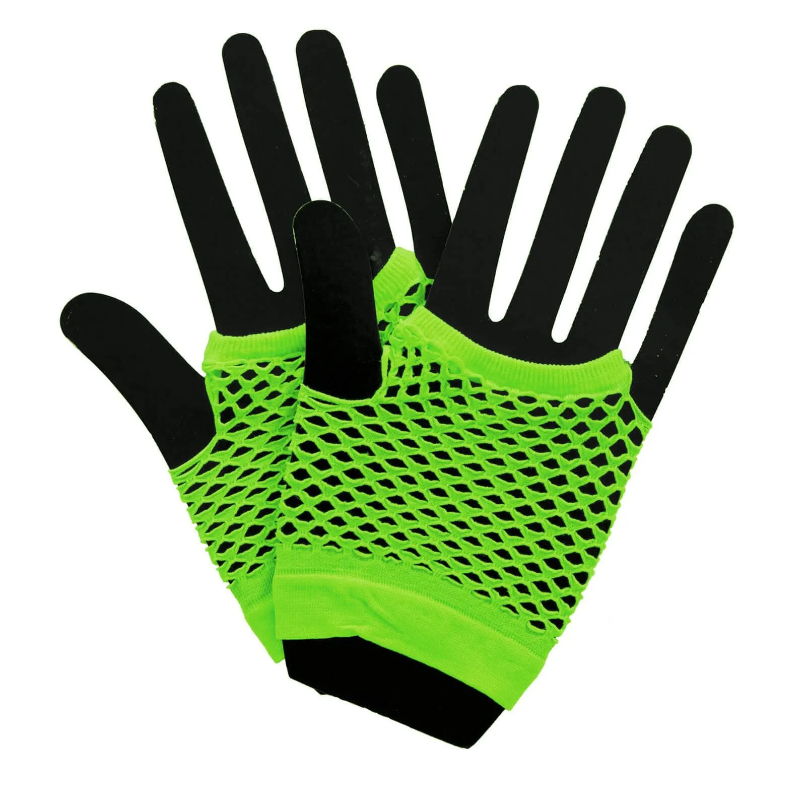 Womens Fingerless Gloves Fishnet Neon 1980s Fancy Dress