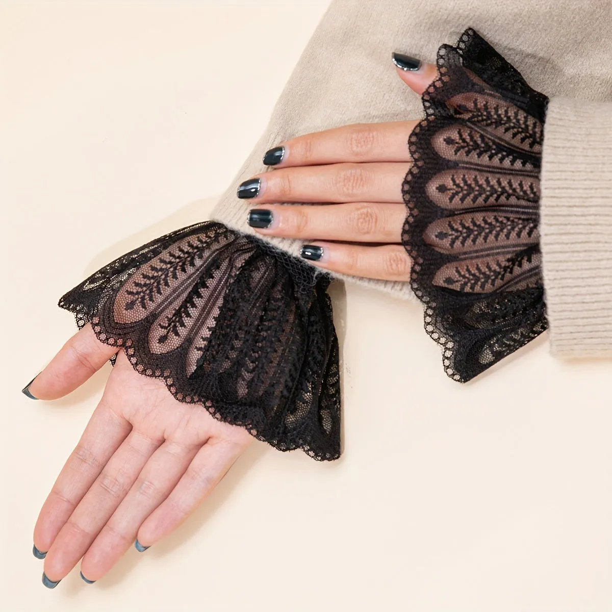 Womens Stretchy Fingerless Lace Gloves PartyReady Wrist Decoration