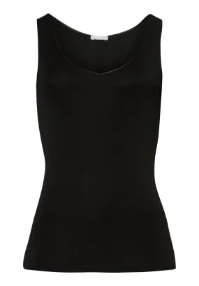 Woolen Silk W Wool And Silk V-Neck Tank Top | Black 71416-018