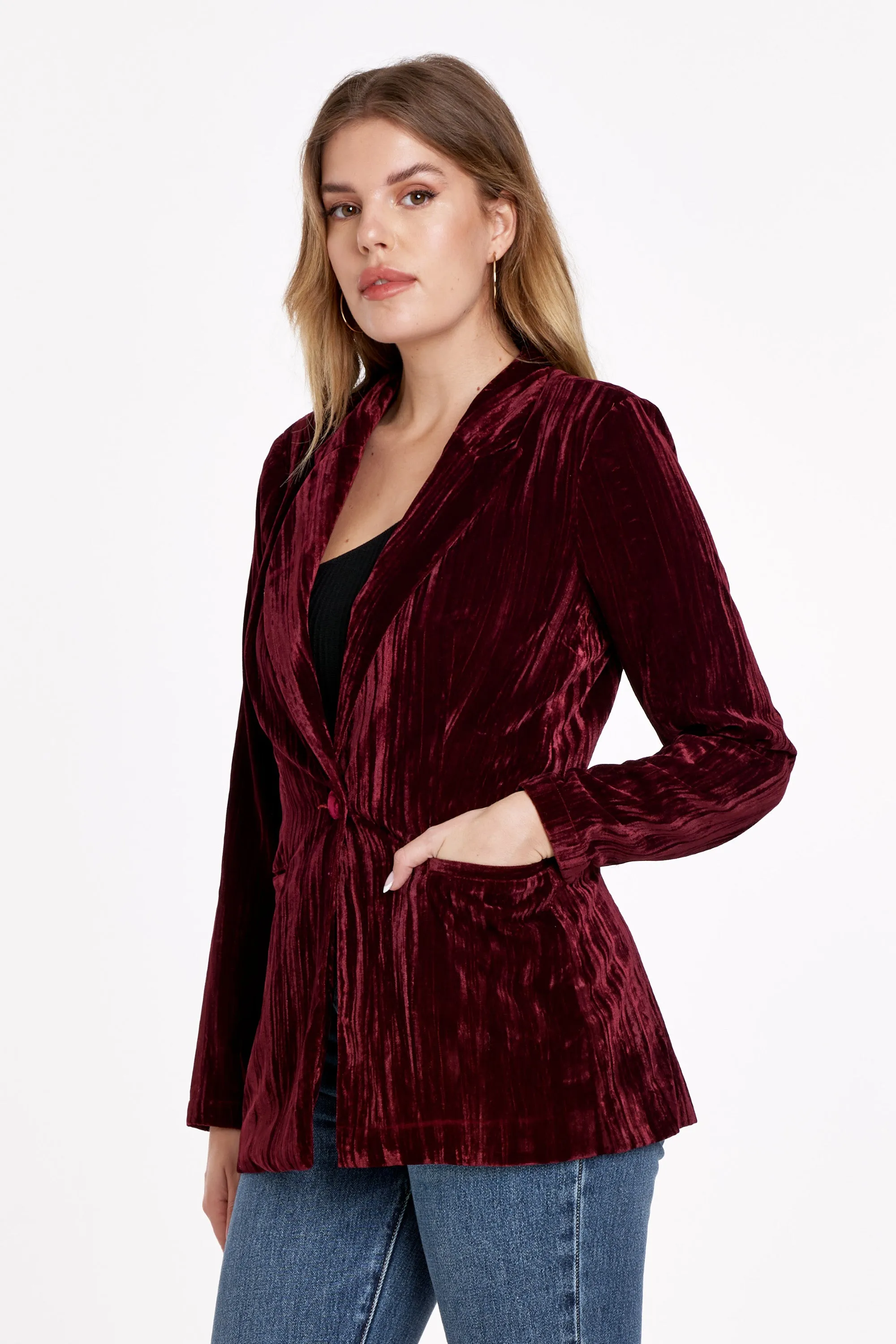 Wylie Blazer Jacket-Red Plum