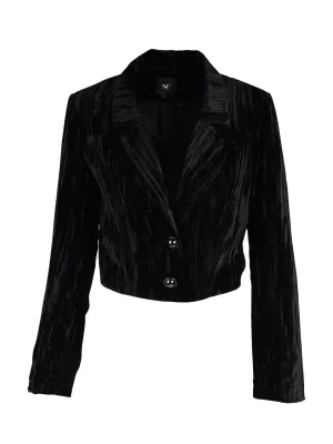 Xing Velvet Cropped Blazer - Black