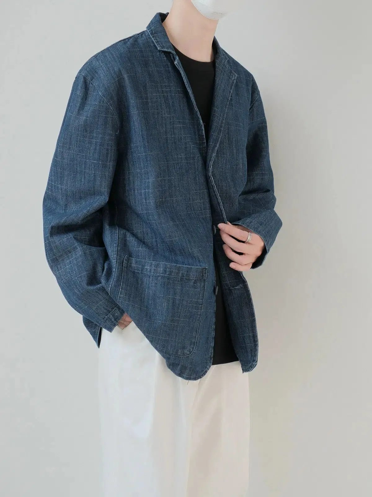 Zhou Collared Washed Denim Blazer