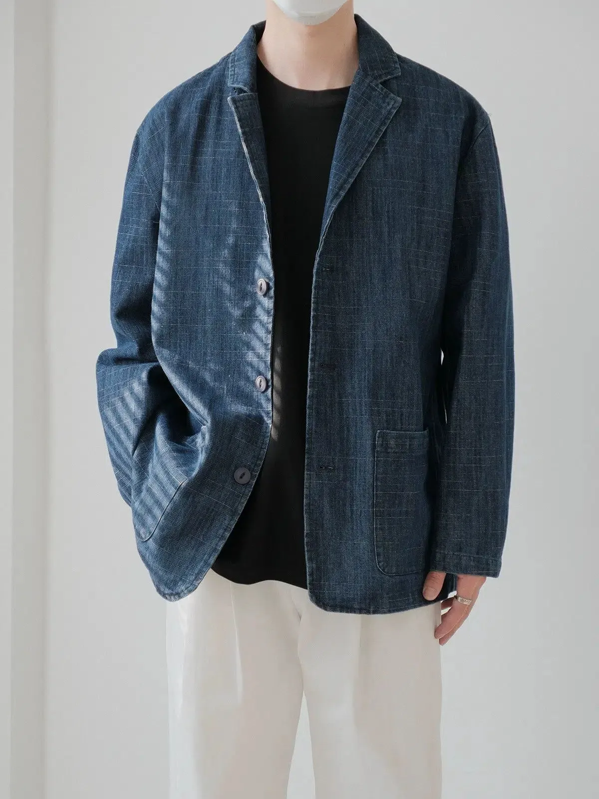 Zhou Collared Washed Denim Blazer